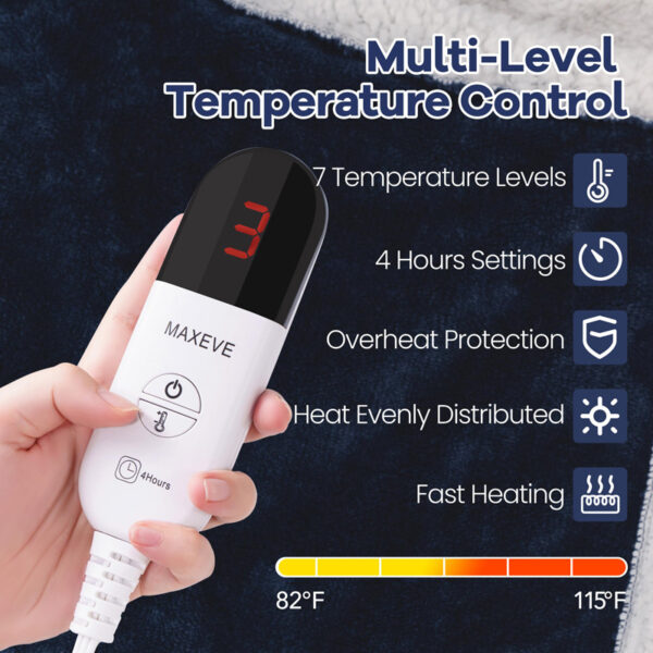 Wearable Electric Heated Blanket With Smart Temperature Control And Machine-washable